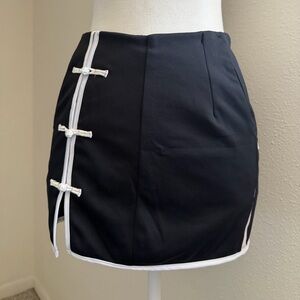 Elegant Black Skirt with White Accents